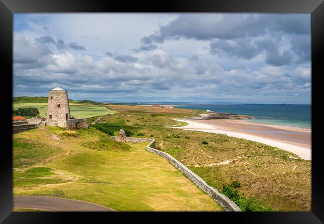 View from Bamburgh Castle Overlooking Northumberland's Coastal Beauty Framed Print by Paul Grubb