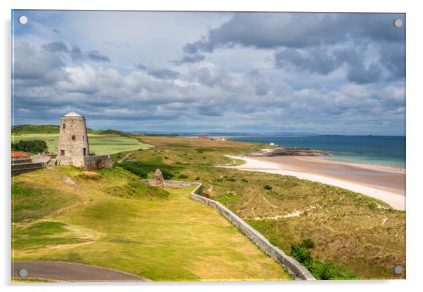 View from Bamburgh Castle Overlooking Northumberland's Coastal Beauty Acrylic by Paul Grubb