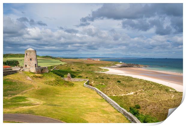 View from Bamburgh Castle Overlooking Northumberland's Coastal Beauty Print by Paul Grubb