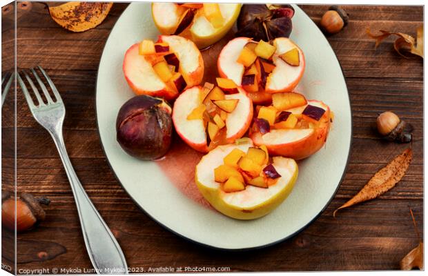 Baked caramelized apples and figs. Canvas Print by Mykola Lunov Mykola