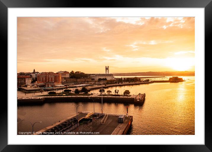 sunrise in the Harbour of La Coruna Framed Mounted Print by Holly Burgess