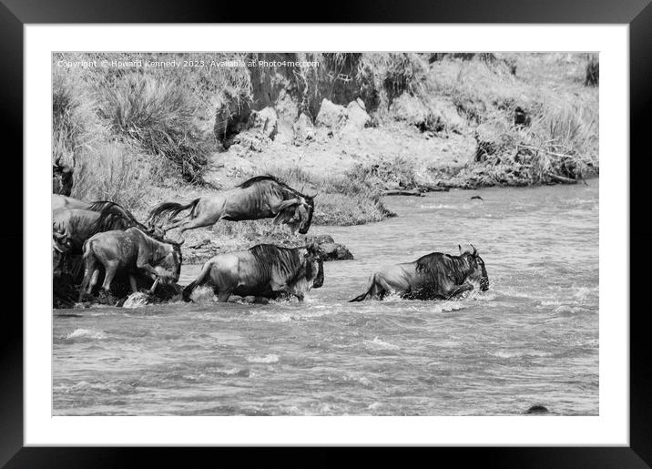 Leap of faith in black and white Framed Mounted Print by Howard Kennedy