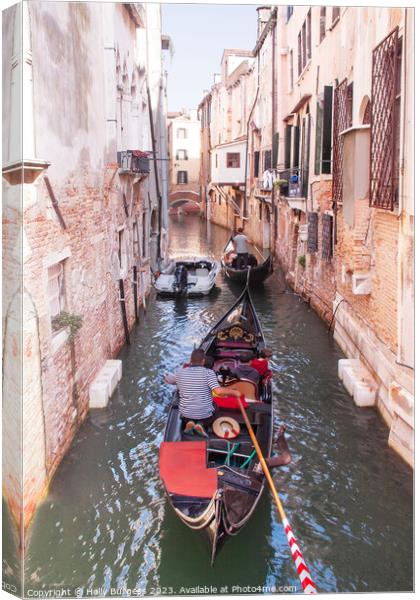 Canal Street in Venice where you take a Gondola Ride Canvas Print by Holly Burgess