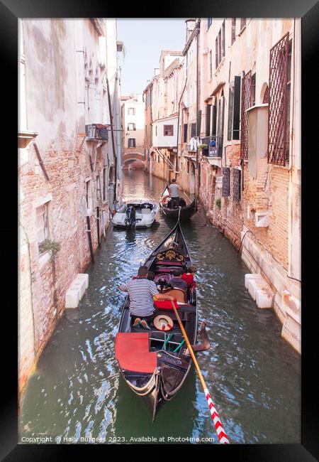Canal Street in Venice where you take a Gondola Ride Framed Print by Holly Burgess
