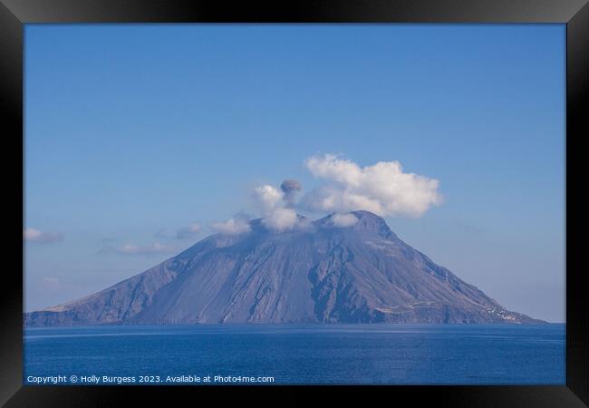 Stromboli Volcano alive, many villages are at the bottom of the Volcano  Framed Print by Holly Burgess