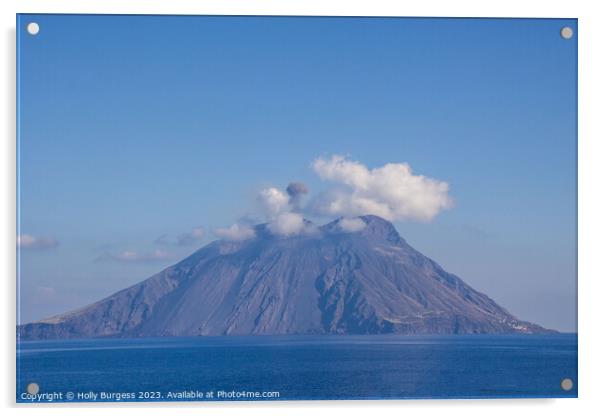 Stromboli Volcano alive, many villages are at the bottom of the Volcano  Acrylic by Holly Burgess