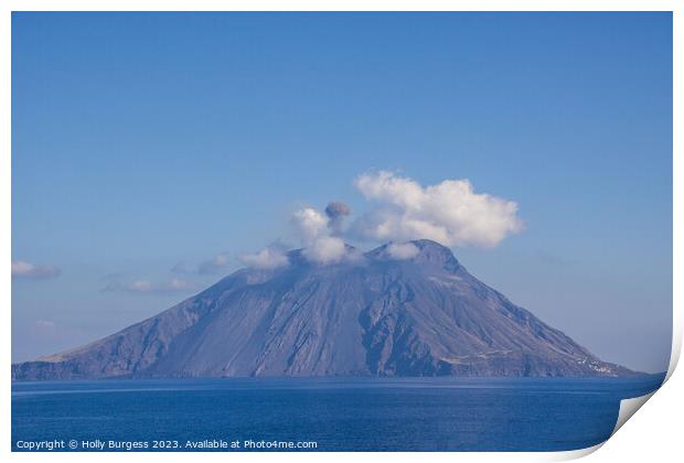 Stromboli Volcano alive, many villages are at the bottom of the Volcano  Print by Holly Burgess