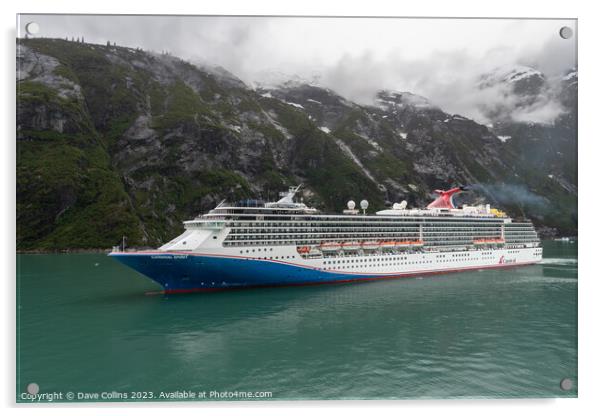 Carnival Spirit Cruise Liner in Tracy Arm Fjord, Alaska, USA Acrylic by Dave Collins