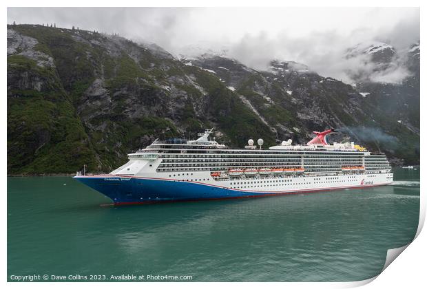 Carnival Spirit Cruise Liner in Tracy Arm Fjord, Alaska, USA Print by Dave Collins