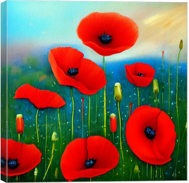 Red Poppies  Canvas Print by Beryl Curran