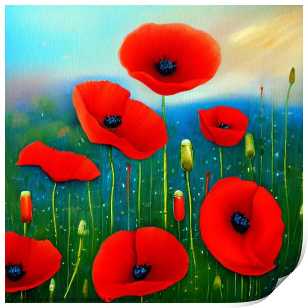 Red Poppies  Print by Beryl Curran
