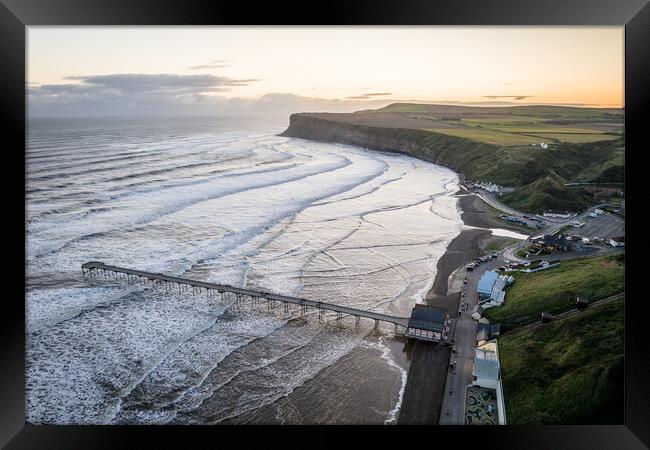 A saltburn by the sea Sunrise Framed Print by Apollo Aerial Photography