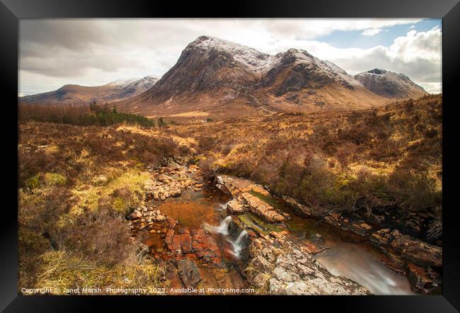 Glencoe North side view of Buachaille Etive Mor Sc Framed Print by Janet Marsh  Photography