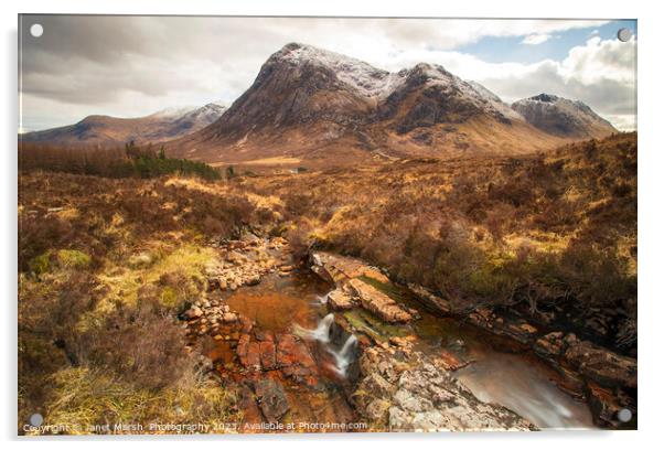 Glencoe North side view of Buachaille Etive Mor Sc Acrylic by Janet Marsh  Photography
