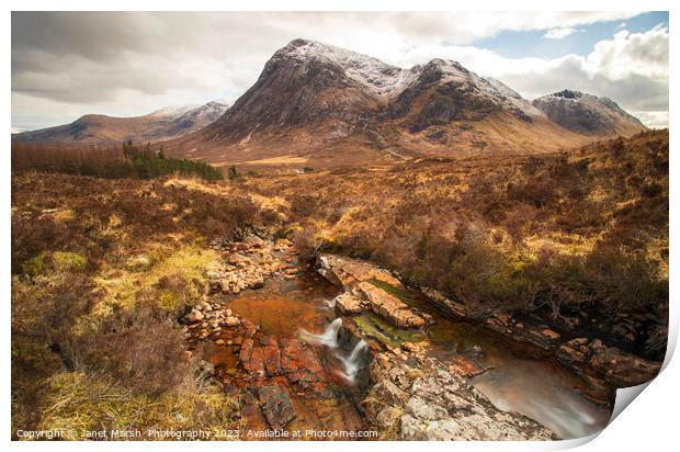 Glencoe North side view of Buachaille Etive Mor Sc Print by Janet Marsh  Photography