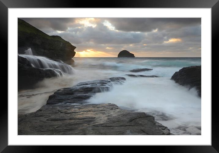 Trebarwith Strand Framed Mounted Print by David Neighbour