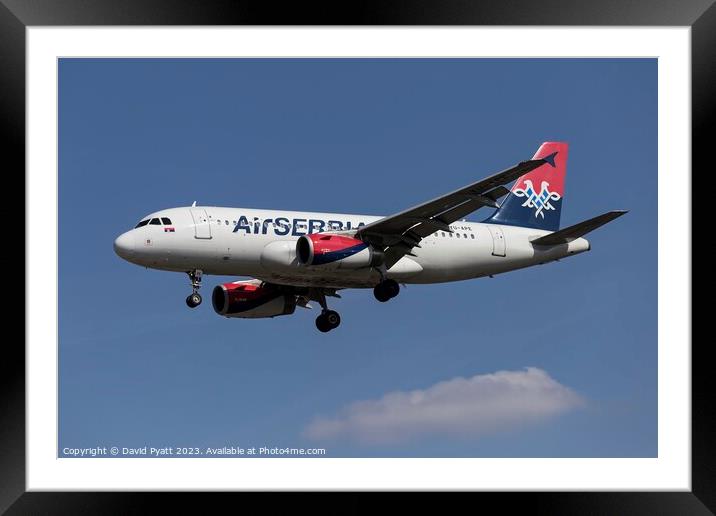 Air Serbia Airbus A319 Framed Mounted Print by David Pyatt