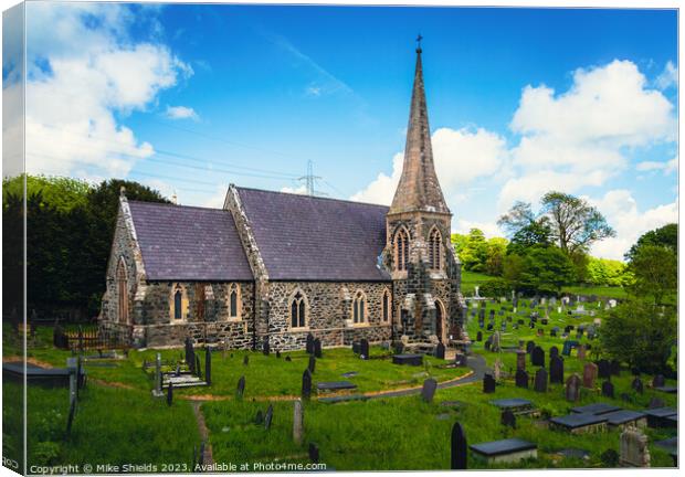St Mary's Church Llanfairpwllgwyngyll Canvas Print by Mike Shields