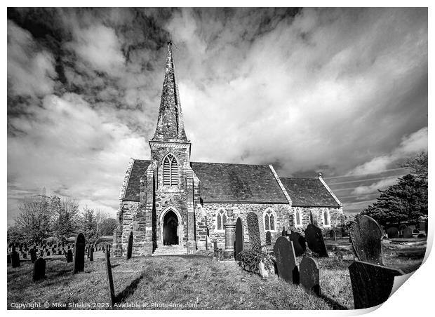 St Mary's Church Llanfairpwllgwyngyll Print by Mike Shields