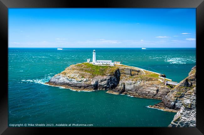 South Stack Lighthouse Framed Print by Mike Shields