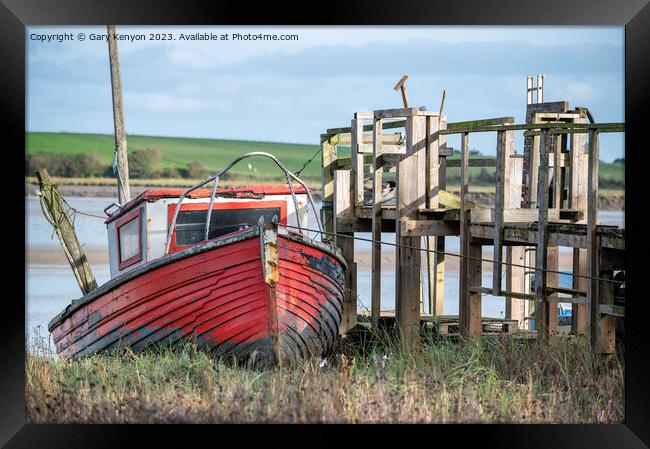 Skipool Creek Boat Framed Print by Gary Kenyon