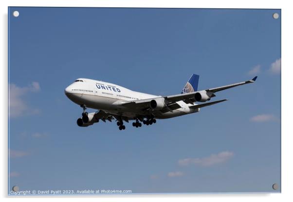 United Airlines Boeing 747 Acrylic by David Pyatt