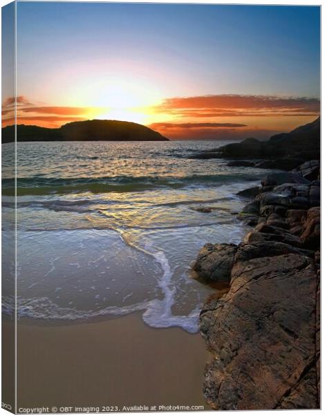 Achmelvich Beach Assynt West Highland Scotland Sunset Light Fall Canvas Print by OBT imaging