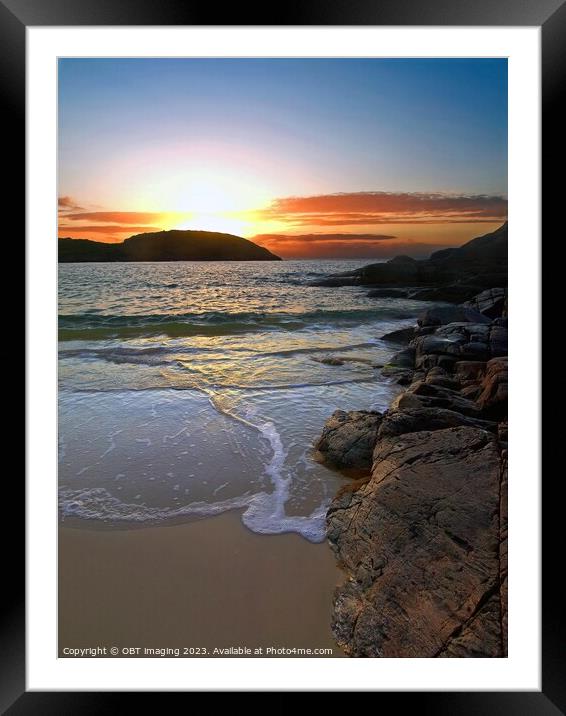 Achmelvich Beach Assynt West Highland Scotland Sunset Light Fall Framed Mounted Print by OBT imaging