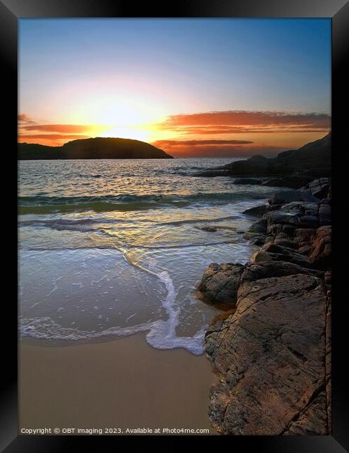 Achmelvich Beach Assynt West Highland Scotland Sunset Light Fall Framed Print by OBT imaging