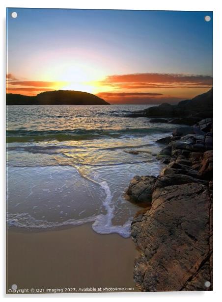 Achmelvich Beach Assynt West Highland Scotland Sunset Light Fall Acrylic by OBT imaging