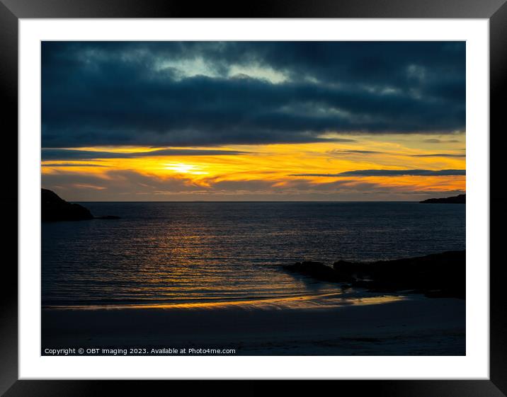 Achmelvich Beach Assynt Scottish West Coast Sunset Shoreline Shimmer Framed Mounted Print by OBT imaging