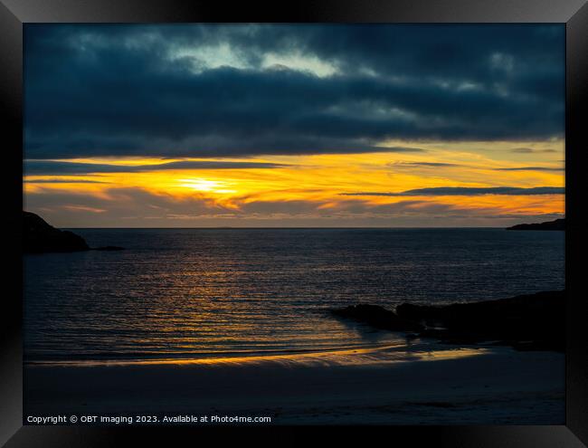Achmelvich Beach Assynt Scottish West Coast Sunset Shoreline Shimmer Framed Print by OBT imaging