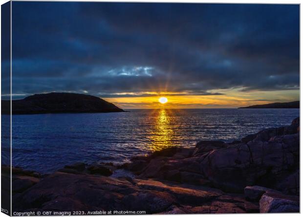 Achmelvich Bay Beach Sunset Hues Assynt Highland Scotland Canvas Print by OBT imaging