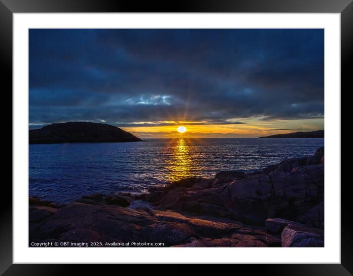 Achmelvich Bay Beach Sunset Hues Assynt Highland Scotland Framed Mounted Print by OBT imaging