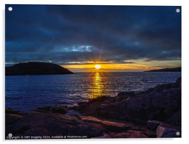 Achmelvich Bay Beach Sunset Hues Assynt Highland Scotland Acrylic by OBT imaging