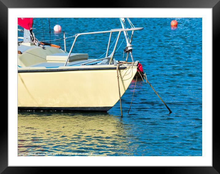 Small Sailboat in Calm Harbour Waters Framed Mounted Print by Susie Peek