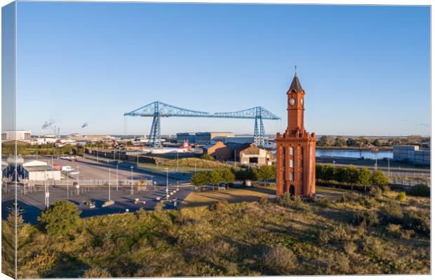 Clock Tower and the Transporter Bridge Canvas Print by Apollo Aerial Photography