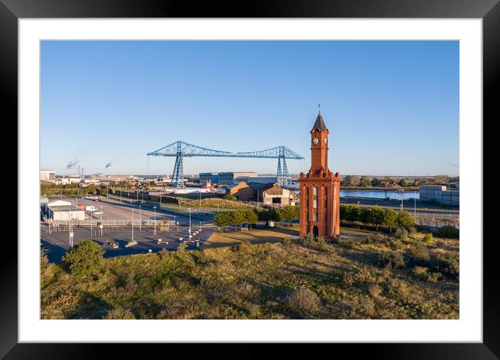 Clock Tower and the Transporter Bridge Framed Mounted Print by Apollo Aerial Photography