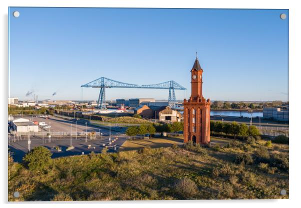 Clock Tower and the Transporter Bridge Acrylic by Apollo Aerial Photography