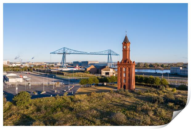 Clock Tower and the Transporter Bridge Print by Apollo Aerial Photography