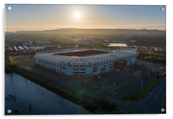 The Riverside Sunrise Acrylic by Apollo Aerial Photography