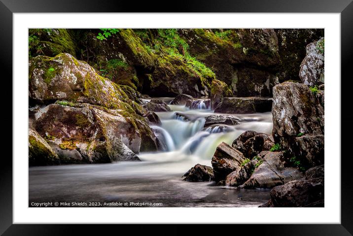 Flows over Rocks Framed Mounted Print by Mike Shields