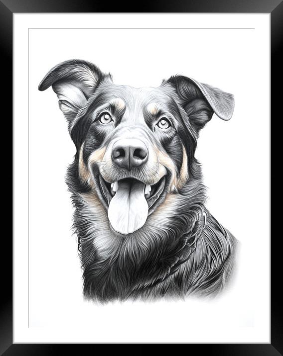 Beauceron Pencil Drawing Framed Mounted Print by K9 Art