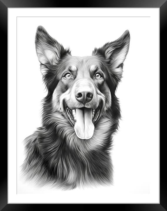 Beauceron Pencil Drawing Framed Mounted Print by K9 Art