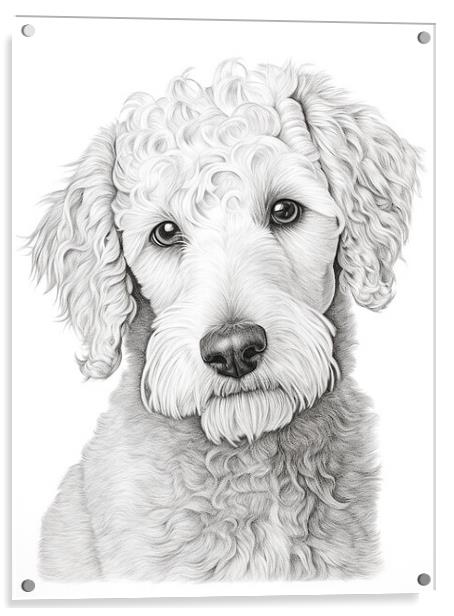 Bedlington Terrier Pencil Drawing Acrylic by K9 Art