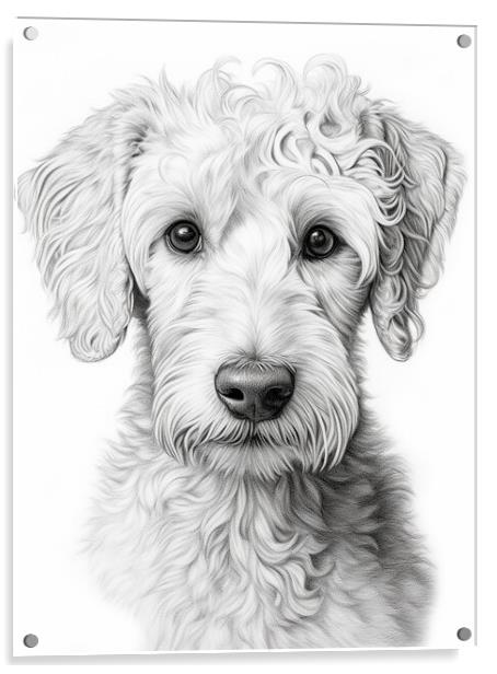 Bedlington Terrier Pencil Drawing Acrylic by K9 Art