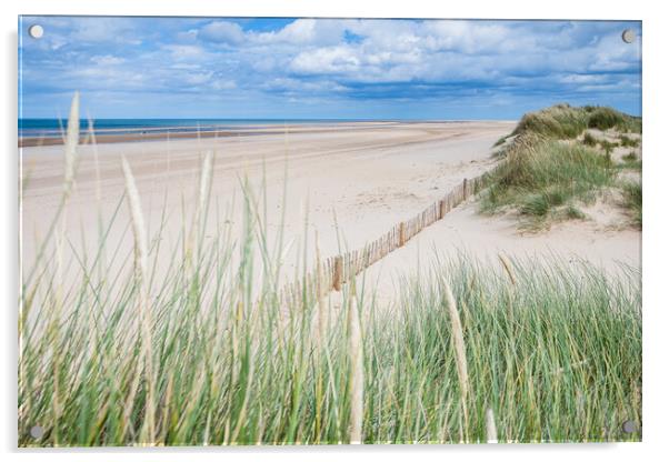 Holkham beach behind dune grass Acrylic by Jason Wells