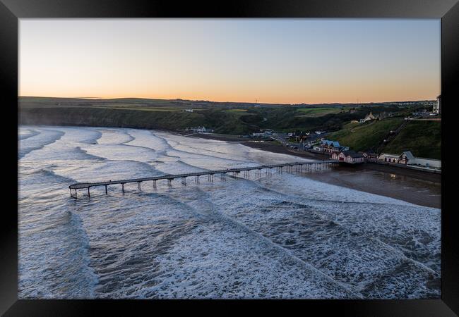 Saltburn by the Sea Sunrise Framed Print by Apollo Aerial Photography