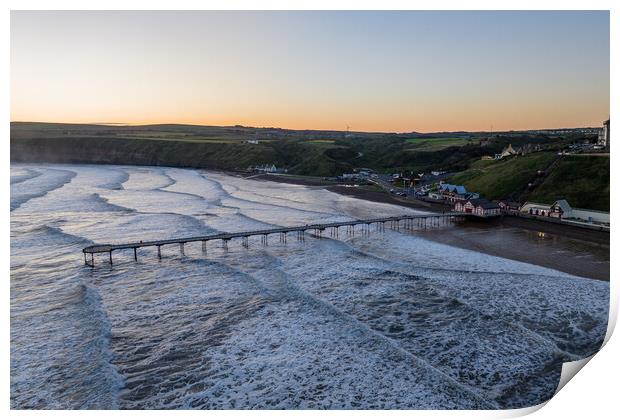 Saltburn by the Sea Sunrise Print by Apollo Aerial Photography