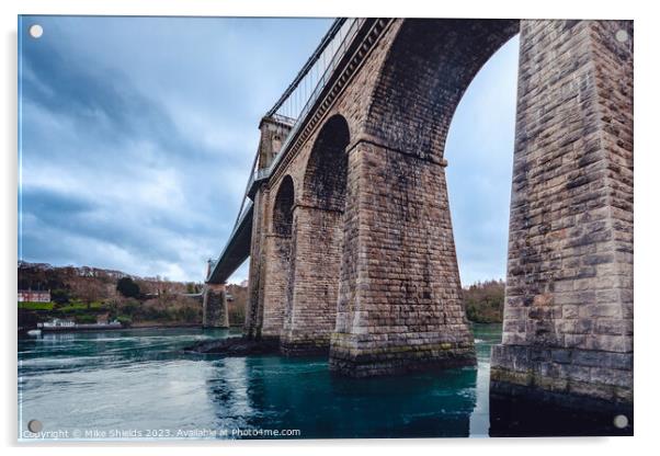 Menai Suspension Bridge  Acrylic by Mike Shields